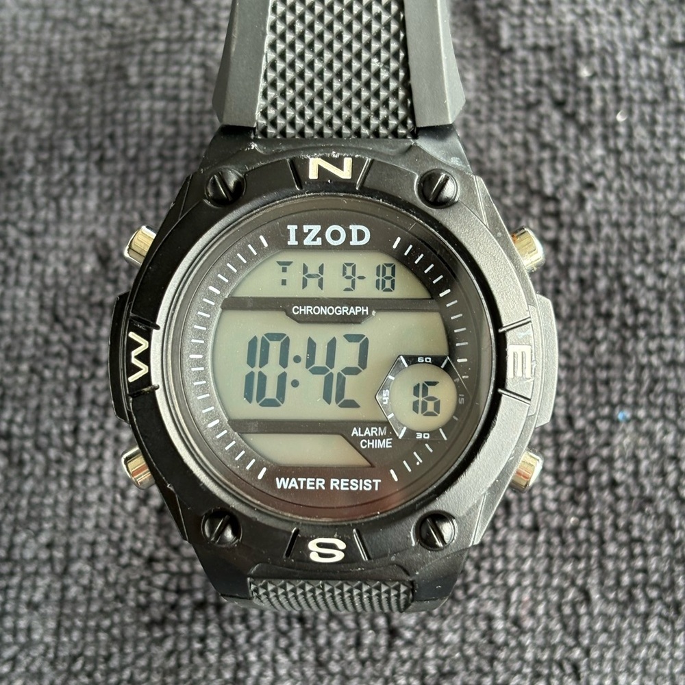 IZOD Black Chronograph Digital Watch